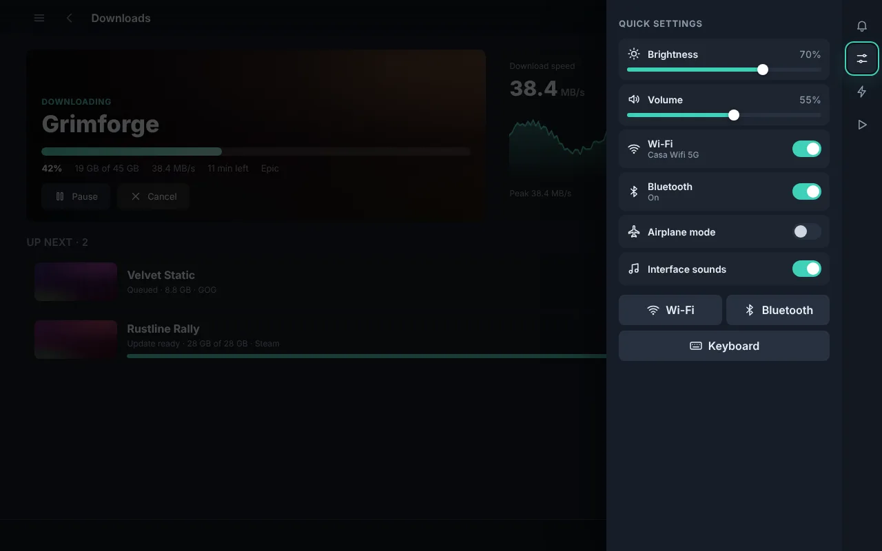 Quick Access panel
