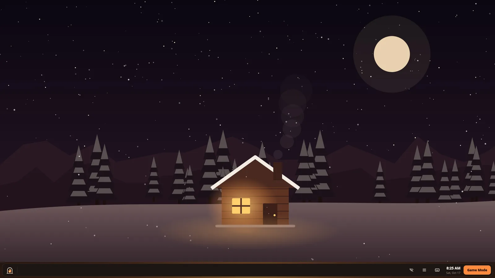 The Mantel desktop with a Hearth wallpaper and taskbar